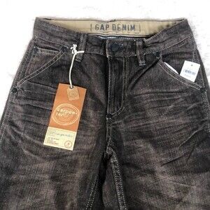 GAP NWT Boy's 100% Cotton Brown Denim Adjustable Waist Carpenter Jeans 8 Reg